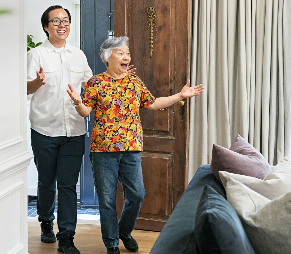 Chris and mother Anya excited to see their new home