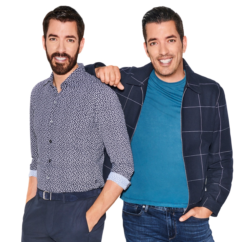drew and jonathan portrait in blue shirts