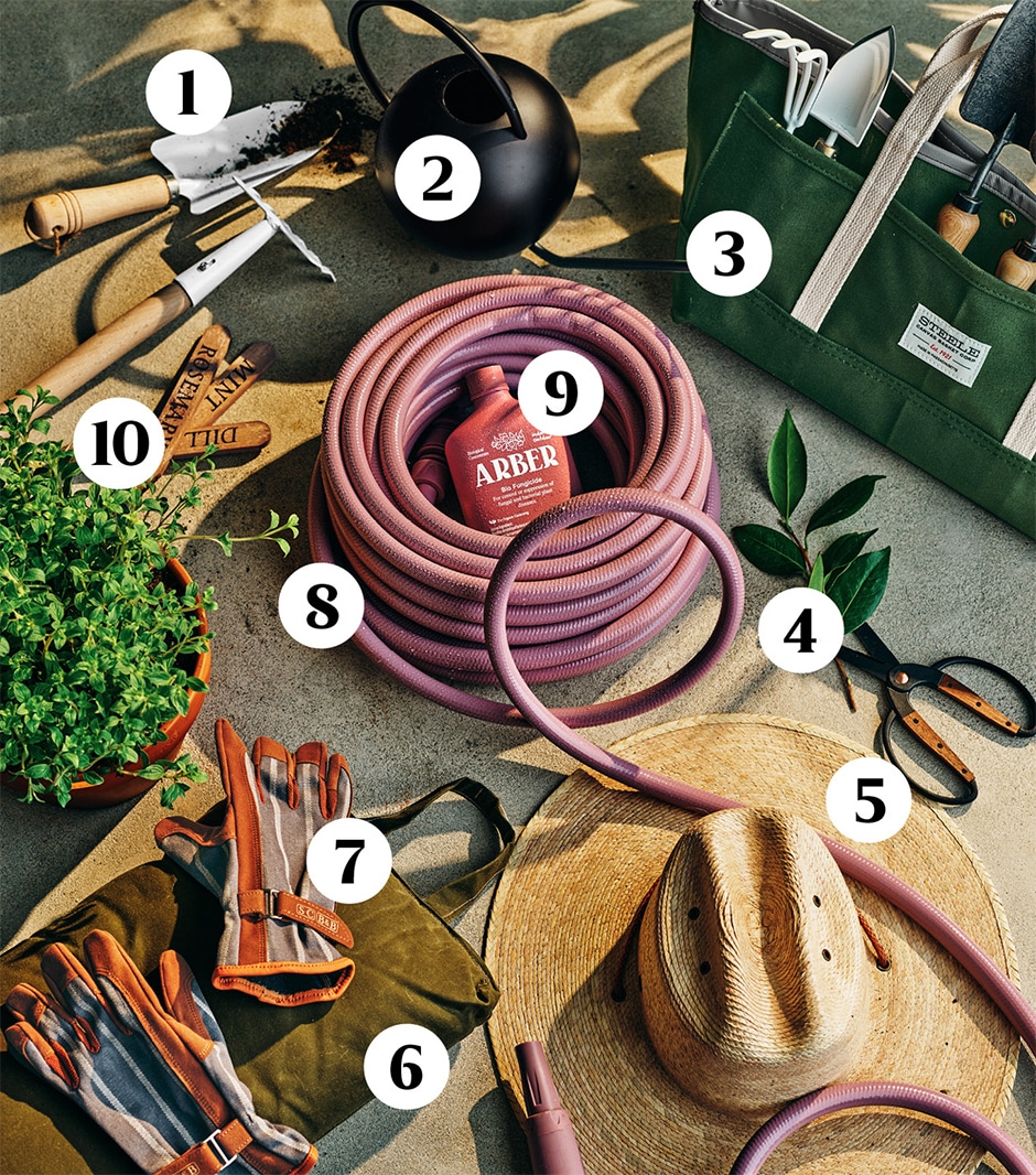 garden tools with numbers