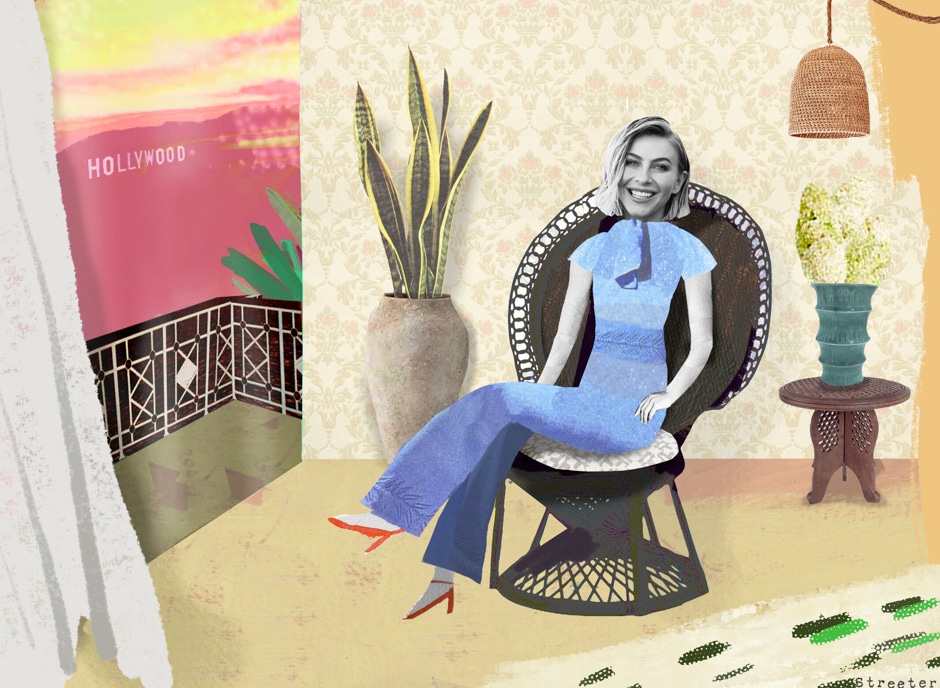 julianne hough sitting in chair illustration