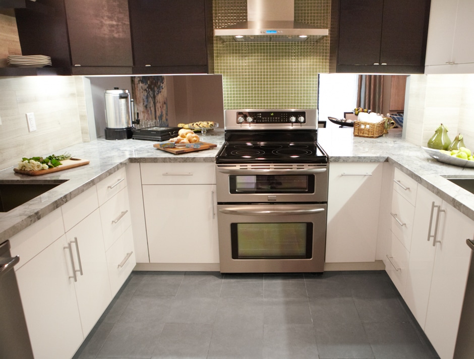 kosher kitchen in white, black, and green