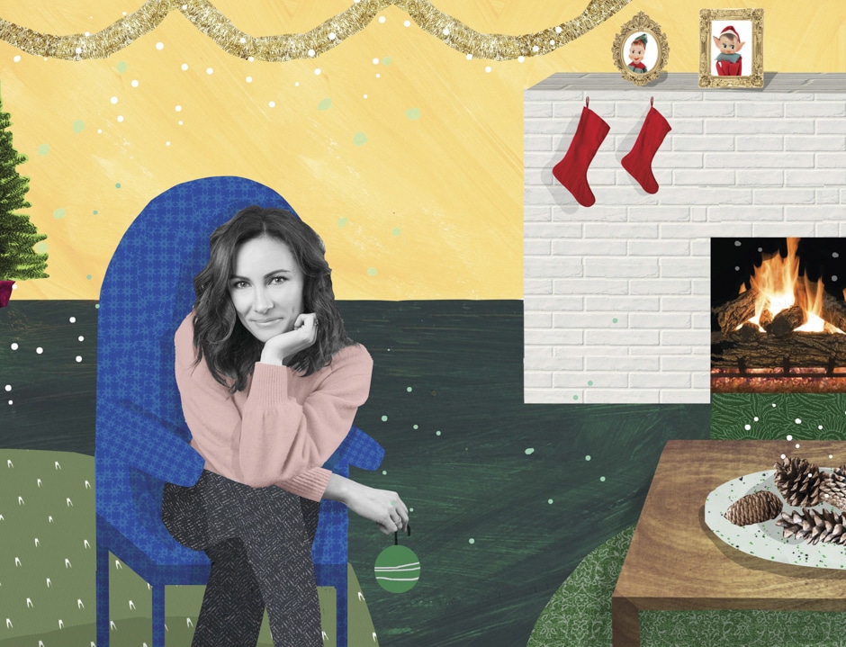 laura benanti sitting in living room illustration