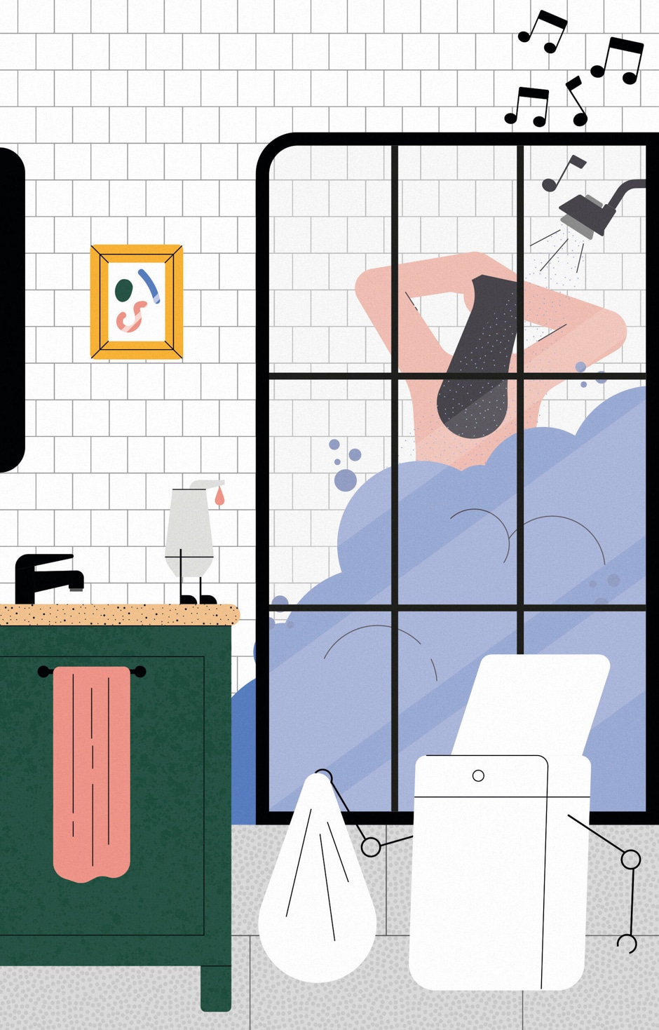 smart bathroom illustration