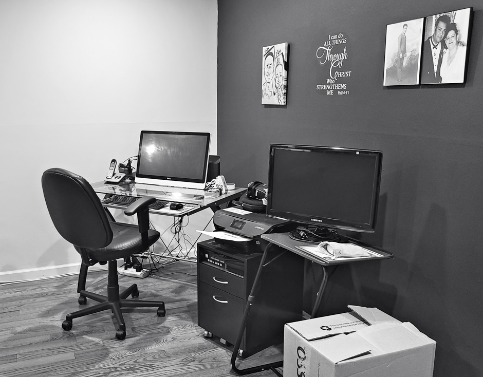 before photo of study in black and white