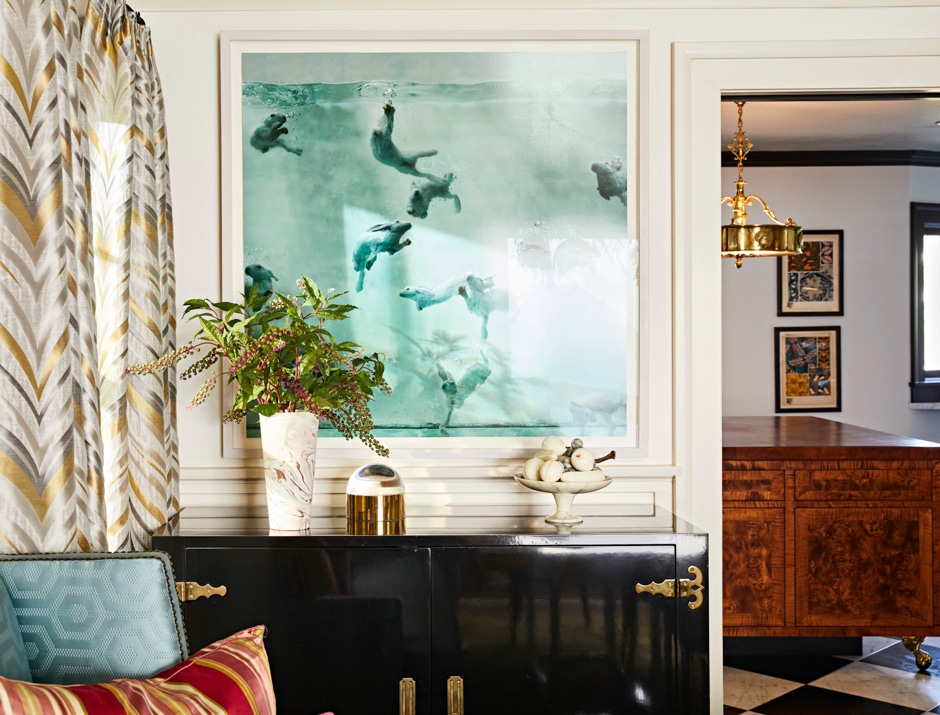 swimming bunny photo in dining room