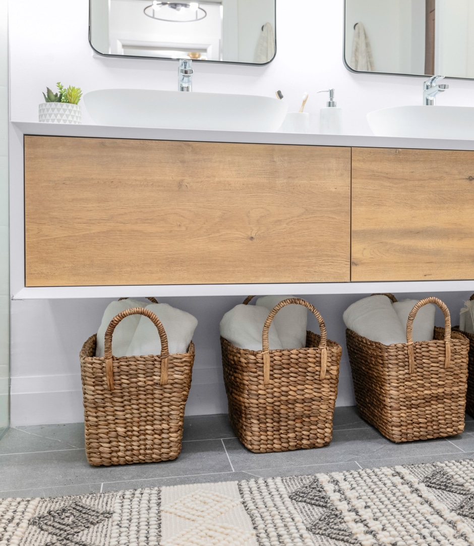 towel baskets under cabinet