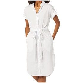 White belted shirt dress