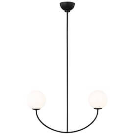 Black chandelier with globe lights