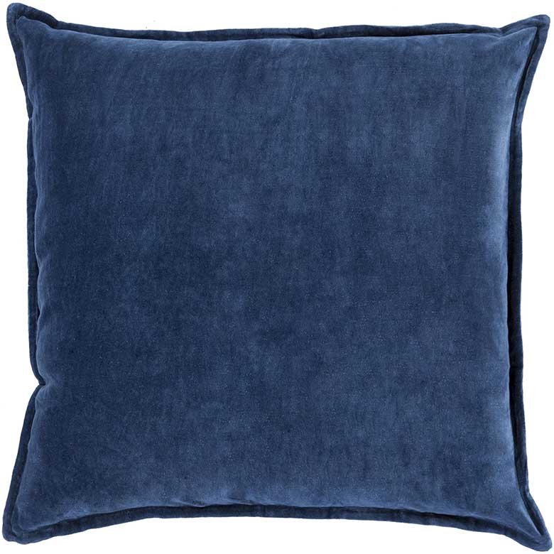 Dark blue velvet throw pillow with a soft, smooth texture