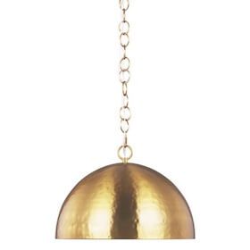 Gold dome-shaped pendant light hanging from a chain