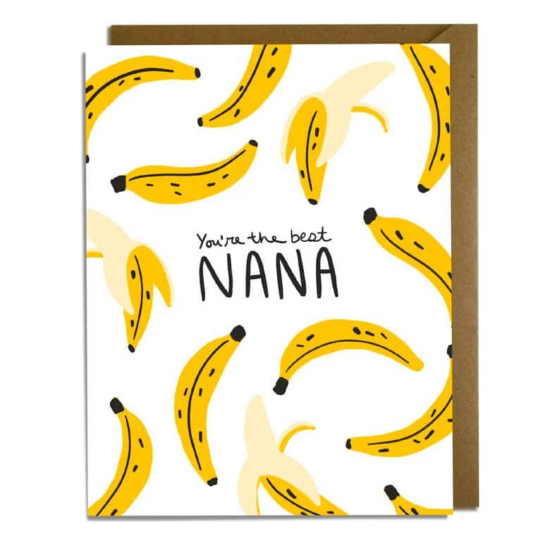 Greeting card with yellow bananas and the text “You’re the best Nana.”