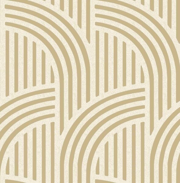 Beige and gold geometric pattern with curved and linear designs