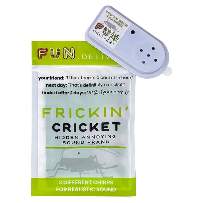 Frickin Cricket hidden sound prank device and packaging