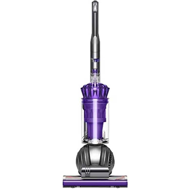 Purple upright vacuum cleaner with a ball design and transparent dustbin