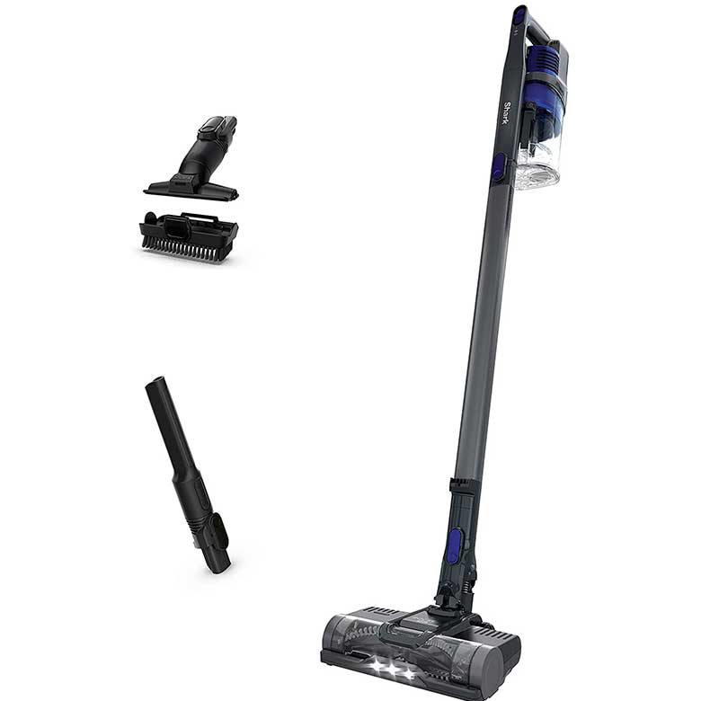 Cordless stick vacuum cleaner with LED lights and three detachable cleaning attachments