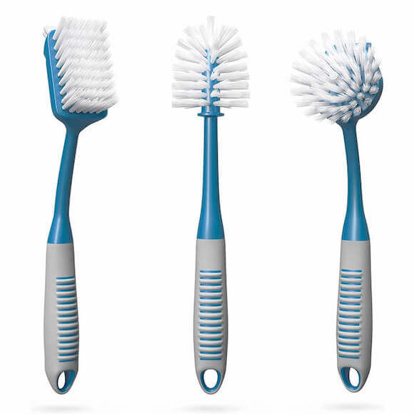Set of three dish scrubers