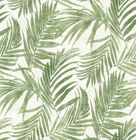 Green palm leaf pattern on a white background