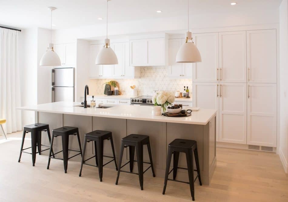 Modern kitchen with island and stools