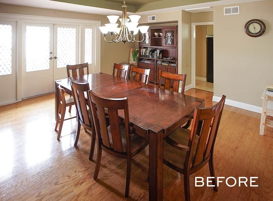 Traditional dining room with wooden furniture and warm tones