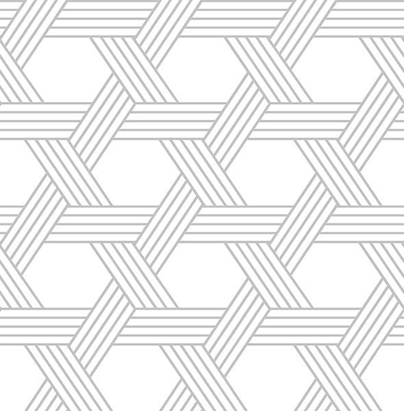 Geometric interwoven line pattern in black and white