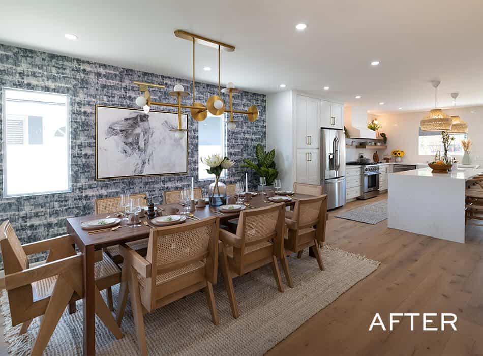 Renovated kitchen and dining are