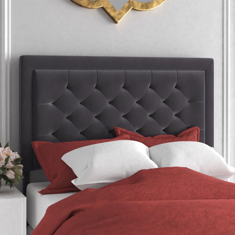 Grey upholstered headboard