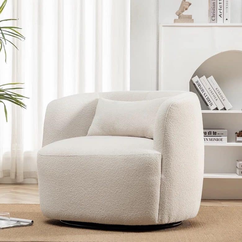 Arijit Boucle Upholstered Swivel Armchair