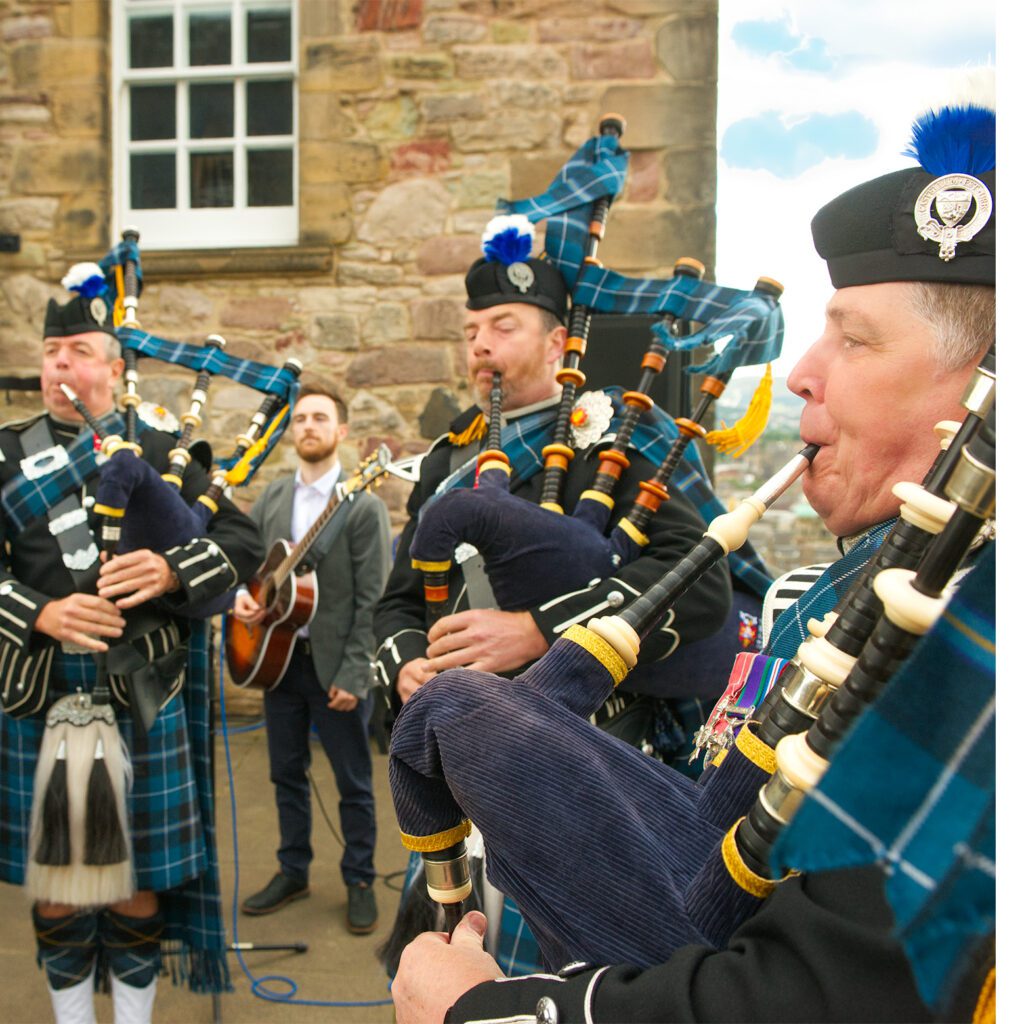 Bagpipers at Jonathan and Zooey's engagement