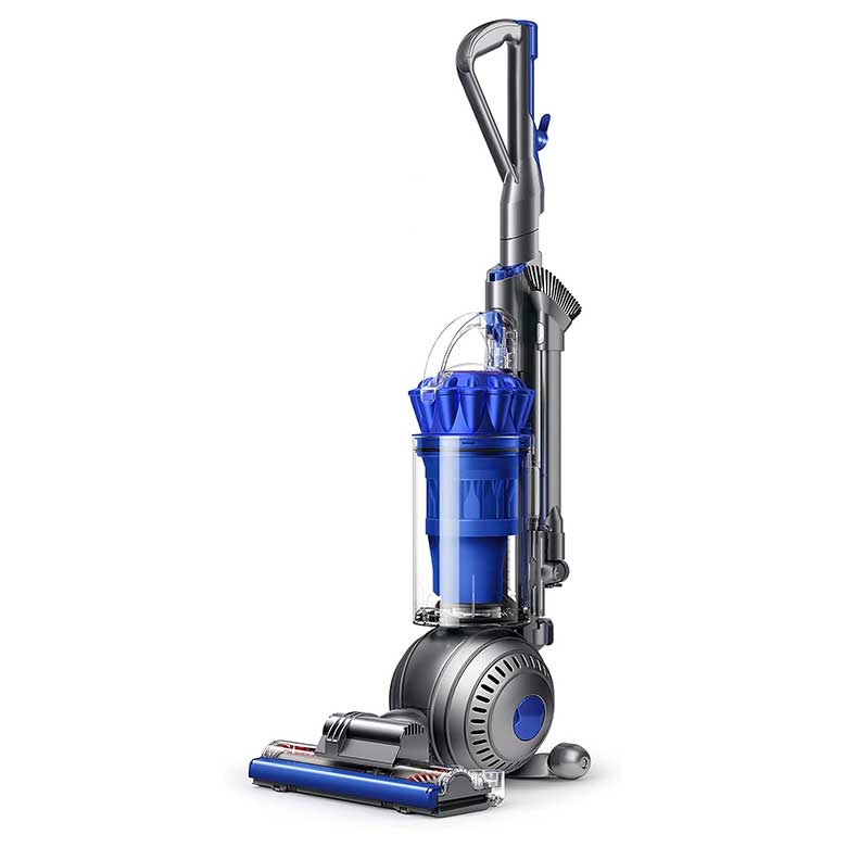 Blue and silver upright vacuum cleaner with a ball design