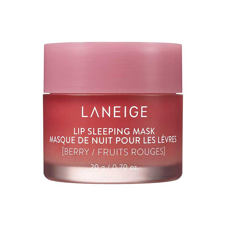 Laneige Lip Sleeping Mask in a pink jar labeled Berry