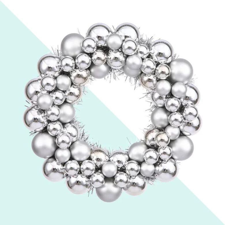 silver and shiny ball wreath