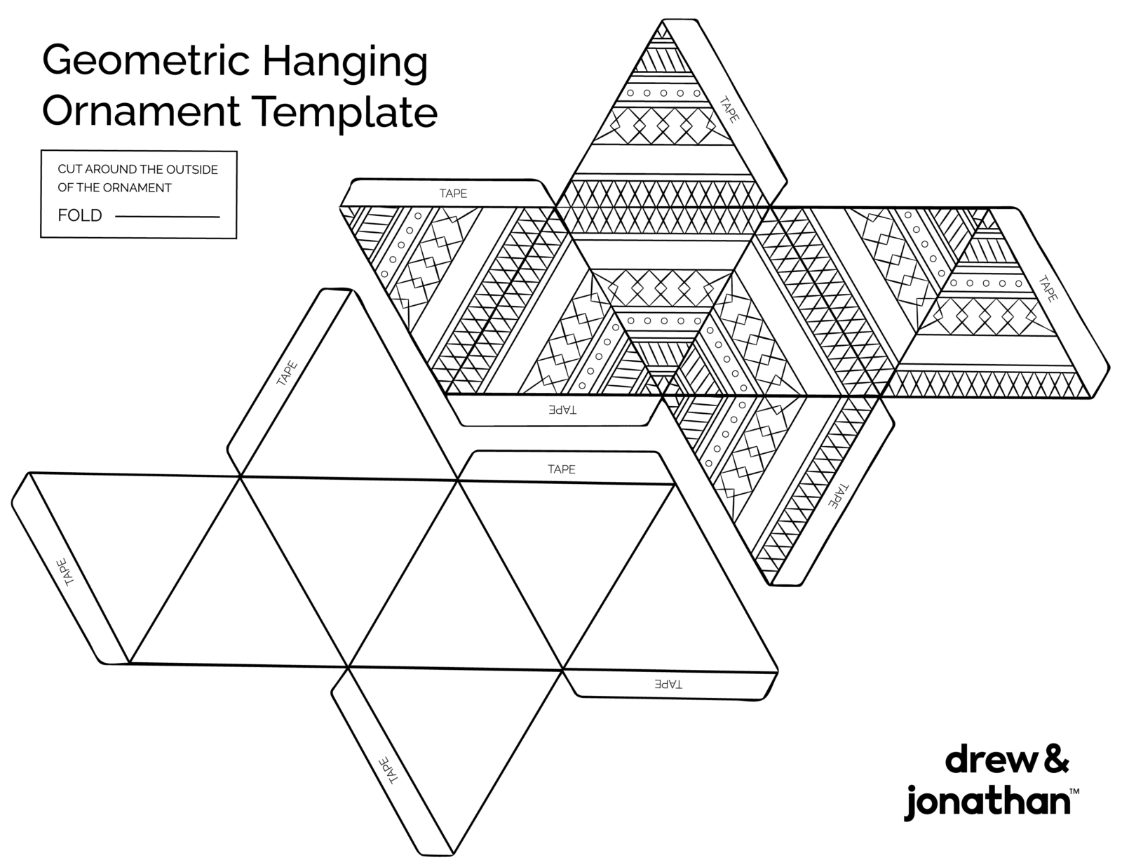 geometric hanging ornament template