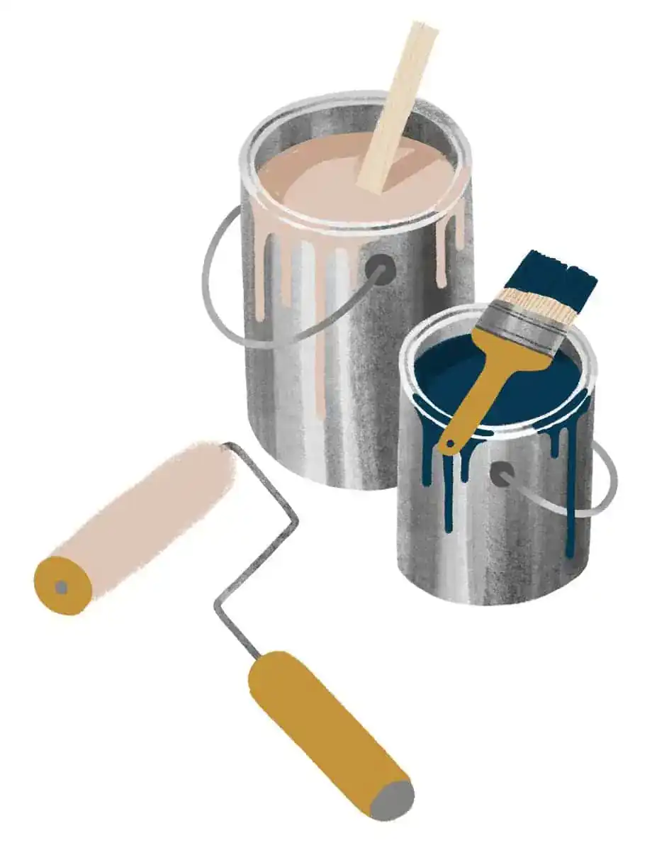 paint cans and roller illustration