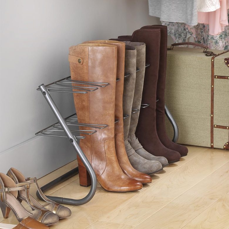 Whitmor 6905-5739 Gunmetal 4-Pair Boot Stand