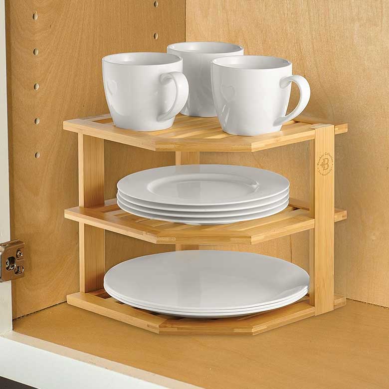 corner plate organizer for kitchen cabinets