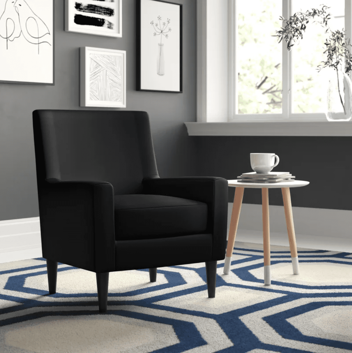 modern black accent chair