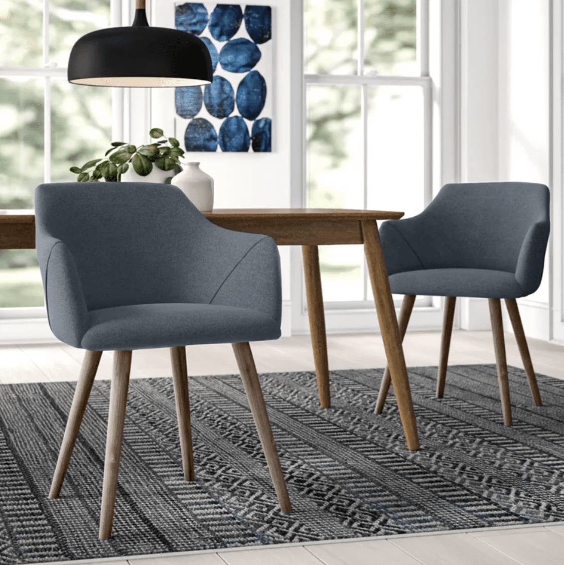 blue upholstered modern accent chairs