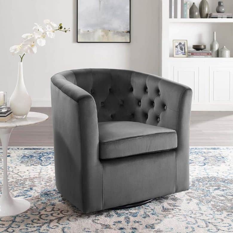 tufted velvet swivel chair