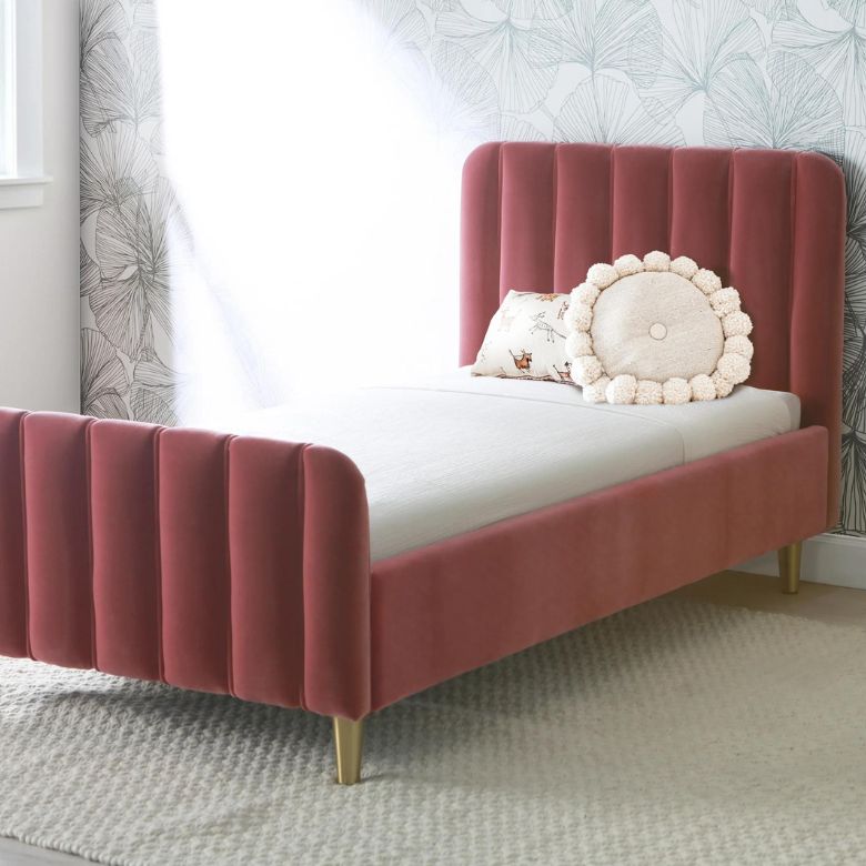 twin sized velvet platform bed frame