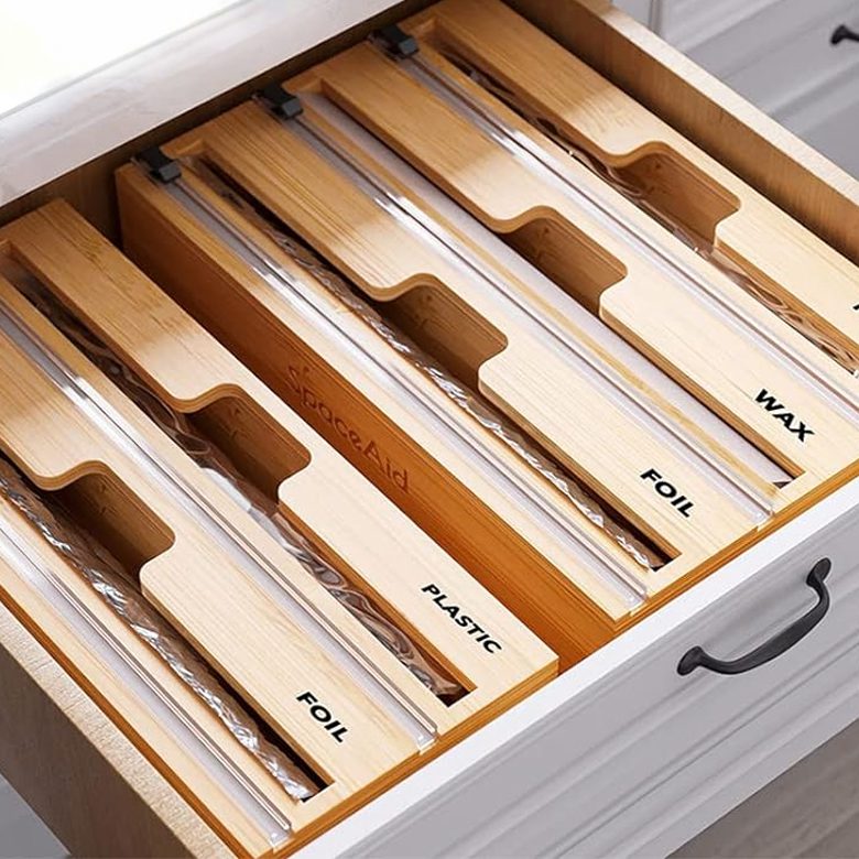 SpaceAid WrapNeat 3 in 1 Wrap Organizer with Cutter and Labels