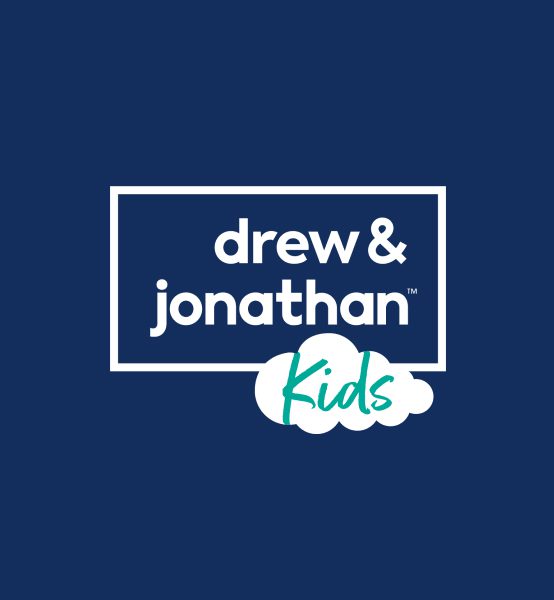 Drew & Jonathan Kids logo on a dark blue background