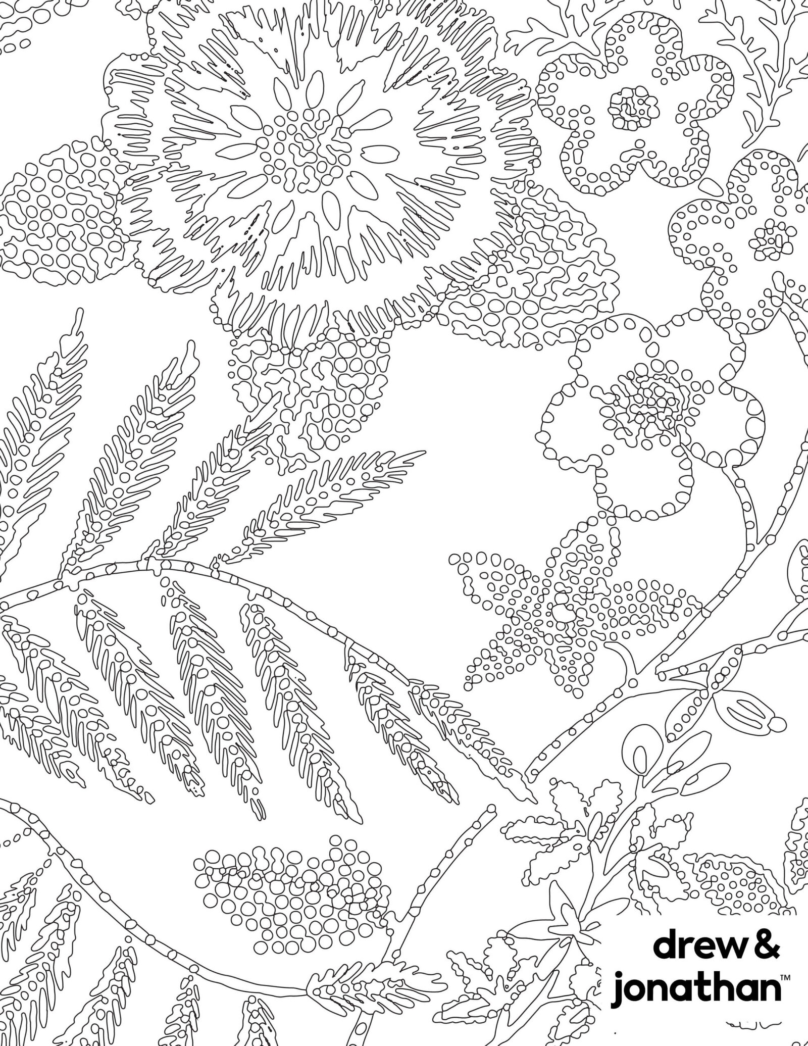 Light gray floral pattern with detailed blossoms, leaves, and dotted textures.