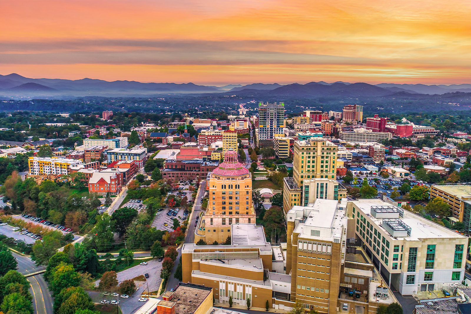 asheville north carolina sunrise downtown