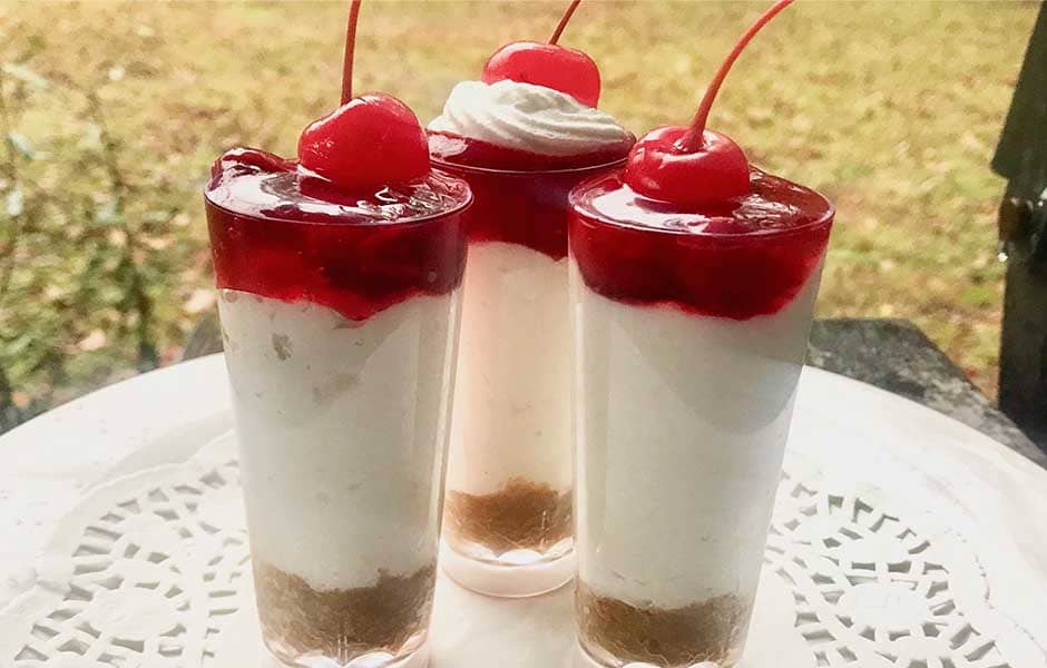 Cherry Fireball Cheesecake Shots