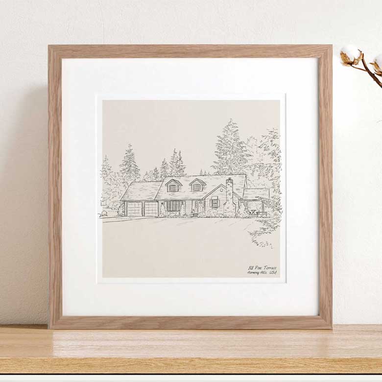house sketch illustration gift