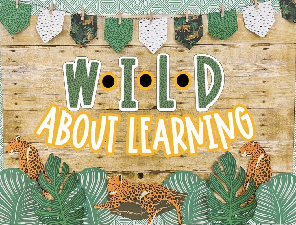 back to school bulletin board jungle theme