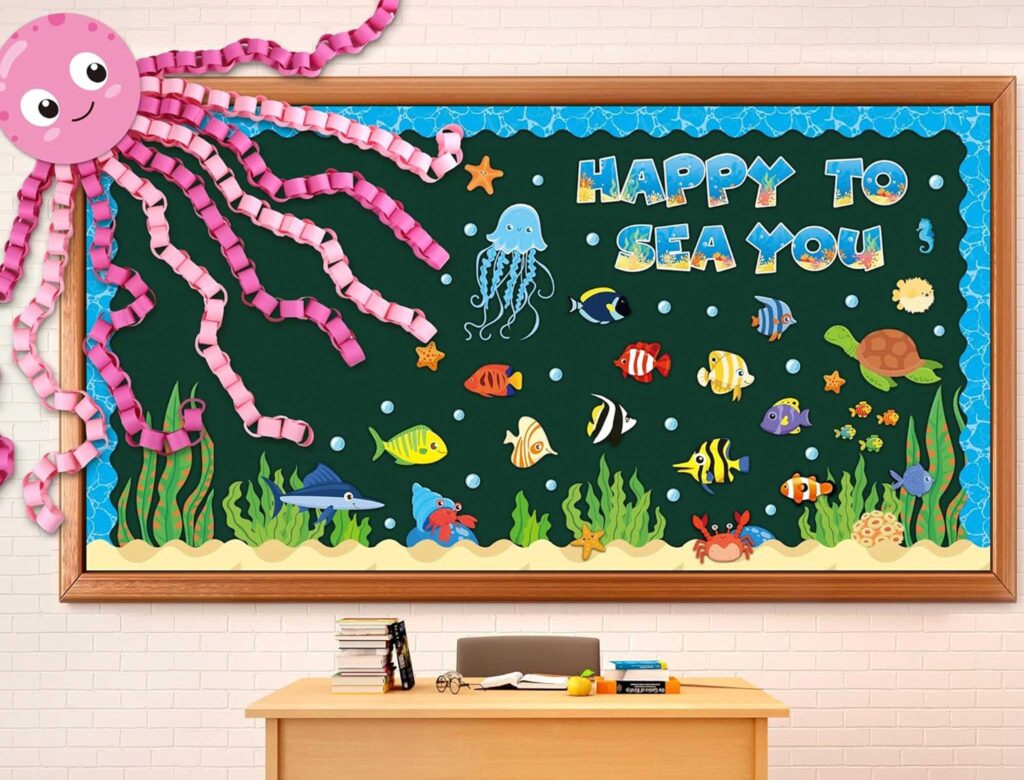 back to school bulletin board under the sea ideas with fish