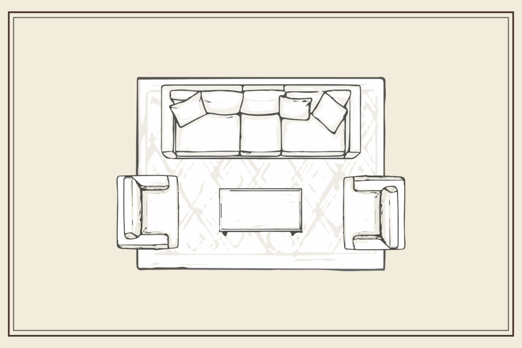open floor plan rug size
