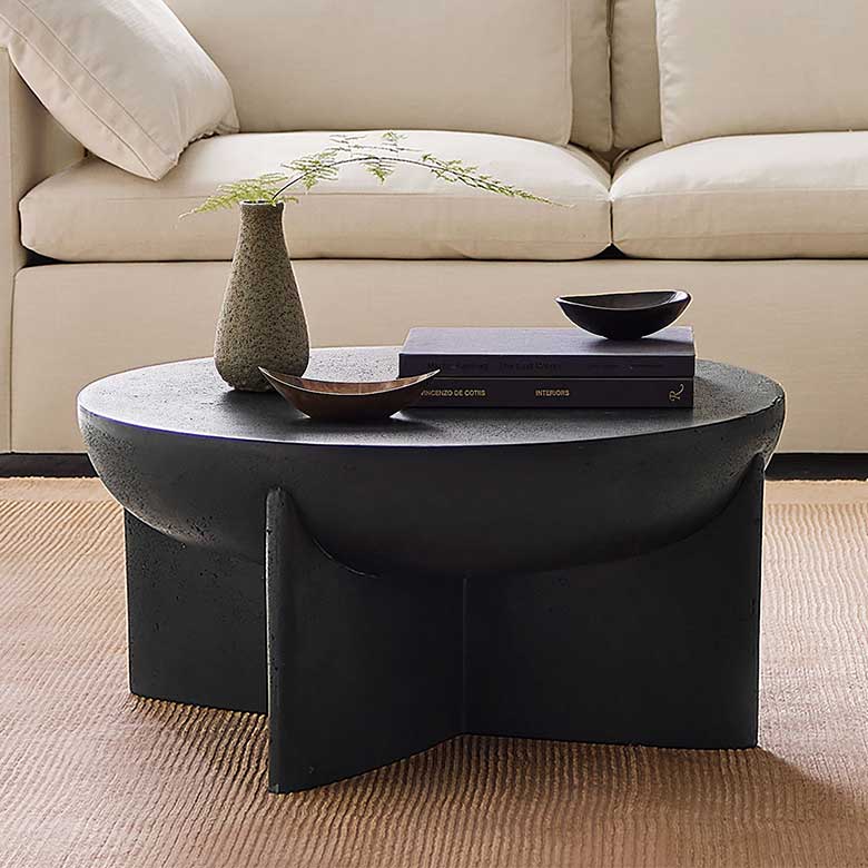 black west elm coffee table
