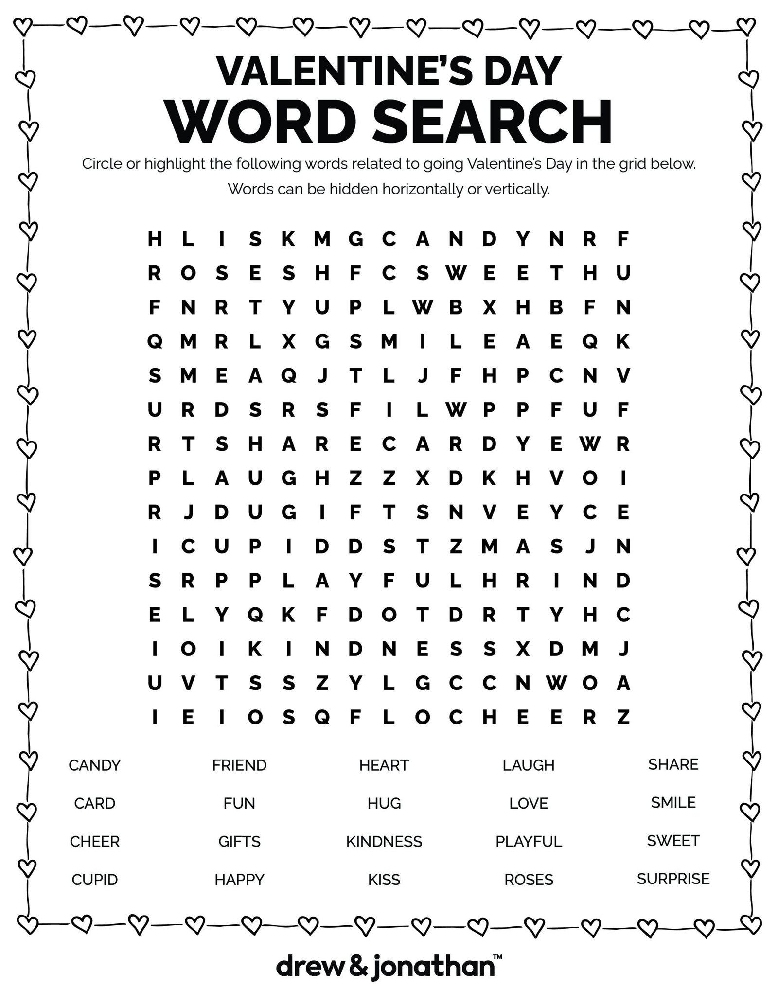 free printable valentine's day word search